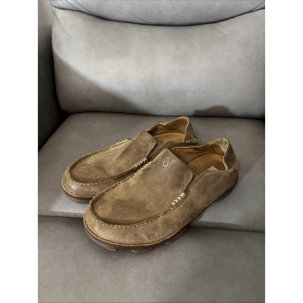 GUC MEN’S OLUKAI MOLOA SLIP ON SHOES SIZE 8 US 41 EU BROWN 10128-2733